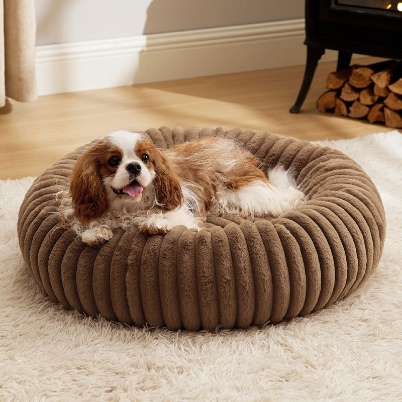Plush Round Pet Bed With Warm Winter Cushion